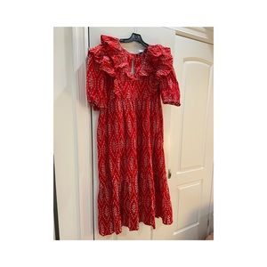 ZARA embroidered ruffle dress XXL
